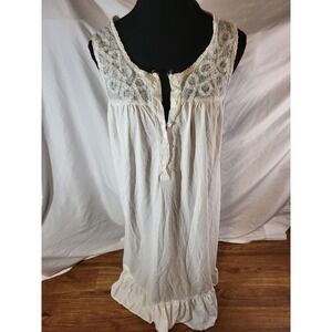 Vtge Willow Blossom White Cotton Lace Sleeveless Nightgown M Cottagecore